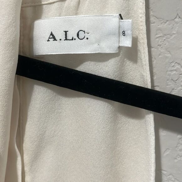A.L.C White 100% Silk Cream Halter Mini Dress with Double Ruffle Layers, Size 8 - Picture 6 of 10